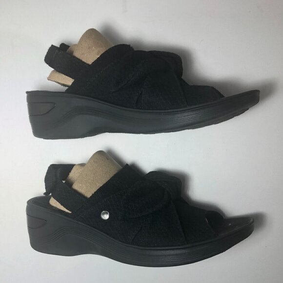 BZEES Sandal Women's Size 9 Black Slingback Open Toe Bow Detail Daisy - Picture 8 of 13